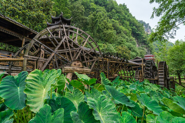 Old mill wooden water wheels in China