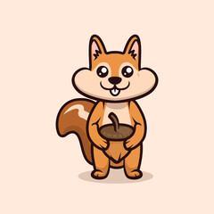 Obraz na płótnie Canvas Cute happy squirrel mascot design