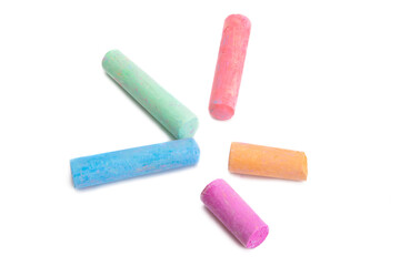 colored crayons isolated