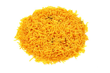 camera shot on Indian Snack-Aloo sev with isolated background