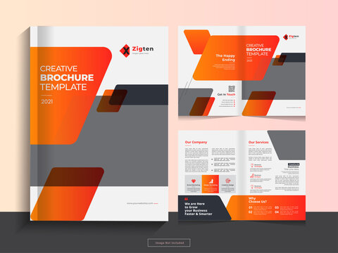 Clean corporate bi fold business brochure design template in A4 format.