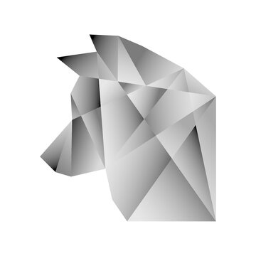 3D Wolf Face logo in a white background.