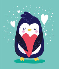 penguin bird animal cartoon wildlife with love heart