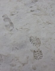 footprint on the fluffy snow