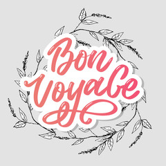 Bon Voyage Hand Lettering Vector Calligraphy Travel
