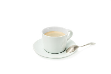 Coffee in a white cup on a white background, isolate.