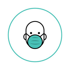 Person wearing face mask vector icon. Coronavirus pandemic protection.