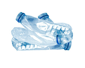 Plastic bottles on a white background. Recyclable materials. Recycling.