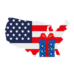 gift box with united states map, on white background vector illustration design