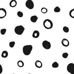 Doodle circles seamless pattern. Black dots texture background.