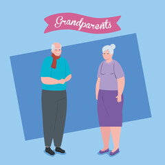 happy grand parents day with cute older couple vector illustration design