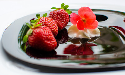 Red delicious strawberries for desserts and fresh juices in summer for ice cream