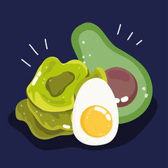 food vegetable menu fresh diet ingredient slice avocado boiled egg and lettuce