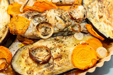 Meat chicken breast with vegetables for grilling. BBQ