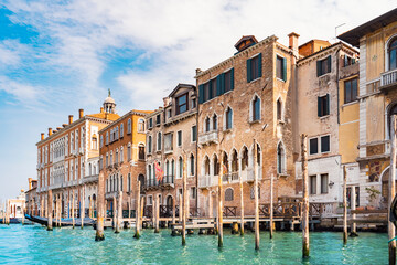 Fototapeta na wymiar The beautiful city of Venice in Italy seen from the boat.