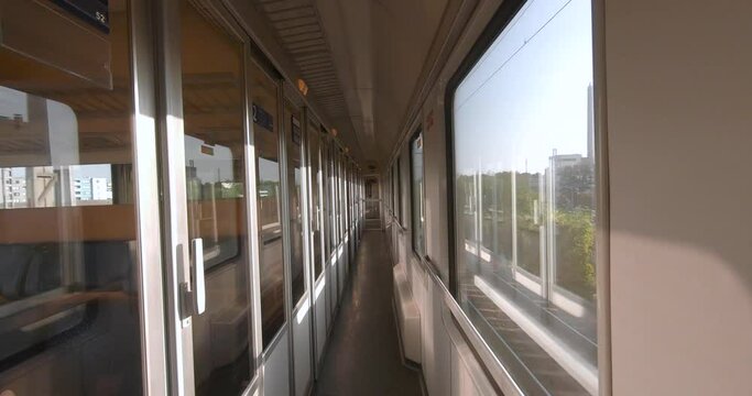 Empty train running from Vienna to Prague