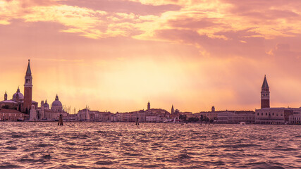 Fototapeta premium The beautiful city of Venice in Italy seen from the boat.