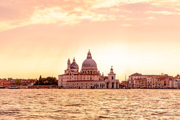 Fototapeta premium The beautiful city of Venice in Italy seen from the boat.