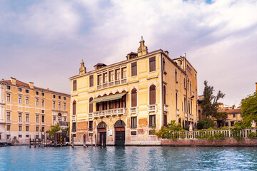 The beautiful city of Venice in Italy seen from the boat.