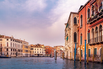 The beautiful city of Venice in Italy seen from the boat.