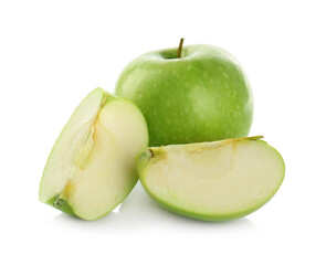 Fresh juicy green apples isolated on white