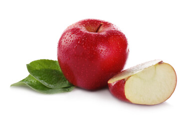 Fresh juicy red apples isolated on white