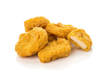 Fried chicken nuggets isolated on white background