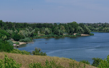 Fototapeta premium Dnieper river on a summer day, beautiful summer landscape, Ukraine.