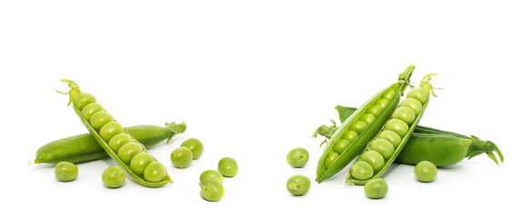 fresh green peas isolated on a white background