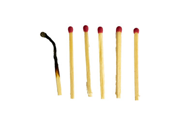 Matches folded in a row, one stands out