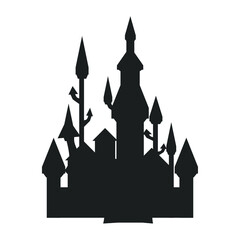The silhouette of a medieval castle
