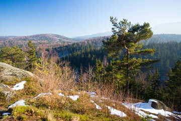 Fototapeta na wymiar Winter view to Karkonosze in Poland.