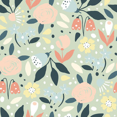 Trendy summer floral seamless pattern