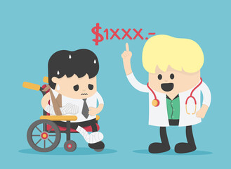 businessmen with no money to pay for medical expenses in an emergency