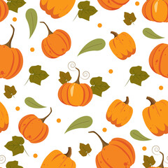 Fall is coming pattern. Autumn time. Flat cartoon illustration isolated on white background.