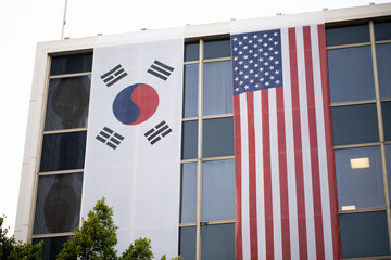 Outside building view of Consulate General of the Republic of Korea in Los Angeles Koreatown California CA - obrazy, fototapety, plakaty