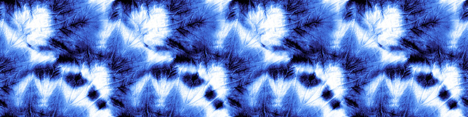 Repeated Navy Blue Spotted Batic Silk Cloth. Seamless Phantom Blue Watercolor Painting. Endless Blueish Spiral Circle Dye Print. Ornamental Sky Blue Tie Dye Effect. Nautical Snake Print. © Kate Si