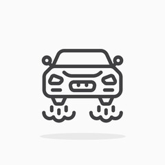Flying car icon in line style. Editable stroke.