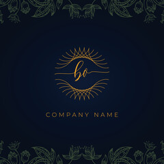 Fototapeta na wymiar Elegant luxury letter BO logo. This icon incorporate with abstract rounded thin geometric shape in floral background.It will be suitable for which company or brand name start those initial.