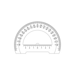 A protractor on a white background.