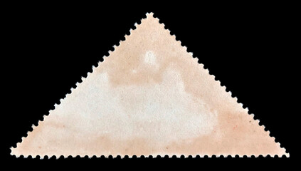 A Blank Triangle shape postage stamp surface in black Background.