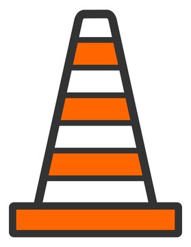 Striped Cone Orange Construction Vector Image Icon.