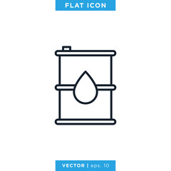 Oil Barrel Icon Vector Design Template. Editable Stroke