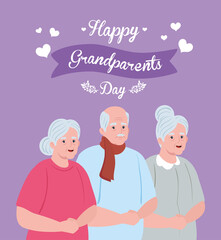 happy grand parents day with cute old people vector illustration design