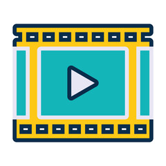 film video player icon, line and fill style