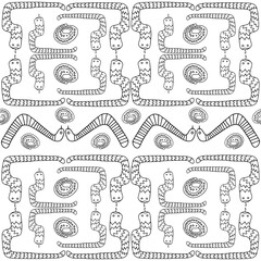 Seamless vector black and white pattern with decorative ornament with snakes