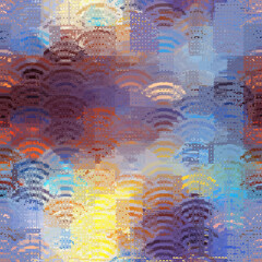 Vector image with imitation of grunge datamoshing texture.