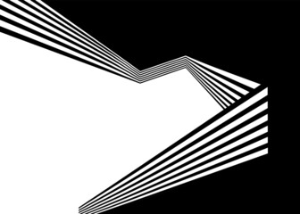 Abstract black and white vector pattern with a transition from black to white with broken parallel lines. Trendy striped vector background