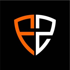 F Z initials white orange shield with black background