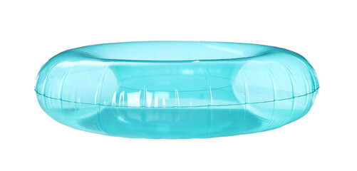 Blue inflatable ring isolated on white. Beach accessory